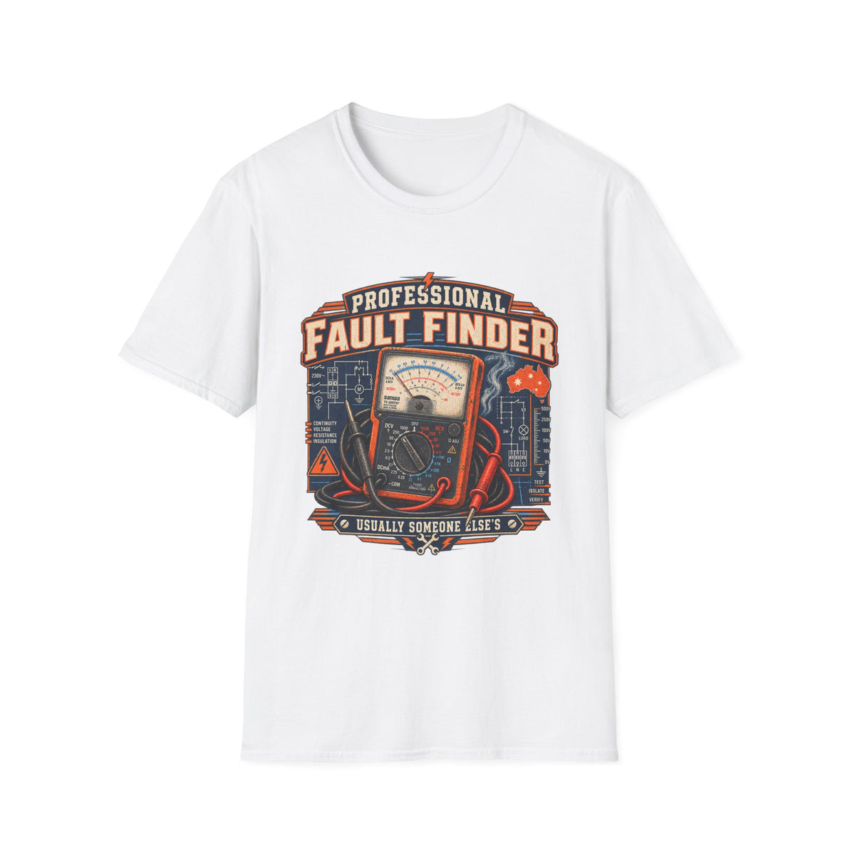 Fault Finder T-Shirt — Professional Electrician Multimeter Vintage Graphic Tee