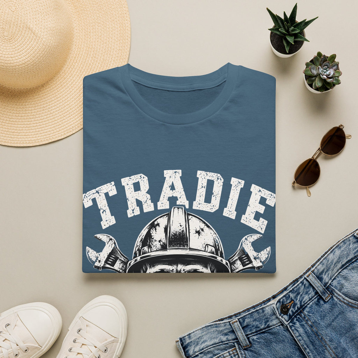 Tradie Skull Helmet Tee — Tradesman Tool Worker T‑Shirt