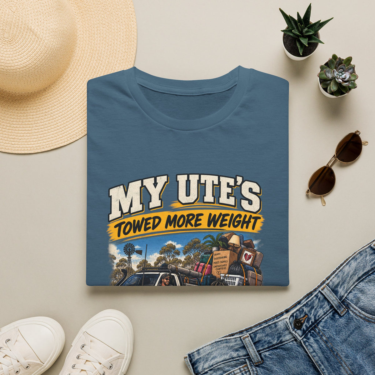 Ute T-Shirt – "My Ute's Towed More Weight Than My Ex's Emotional Baggage" Truck Graphic Tee