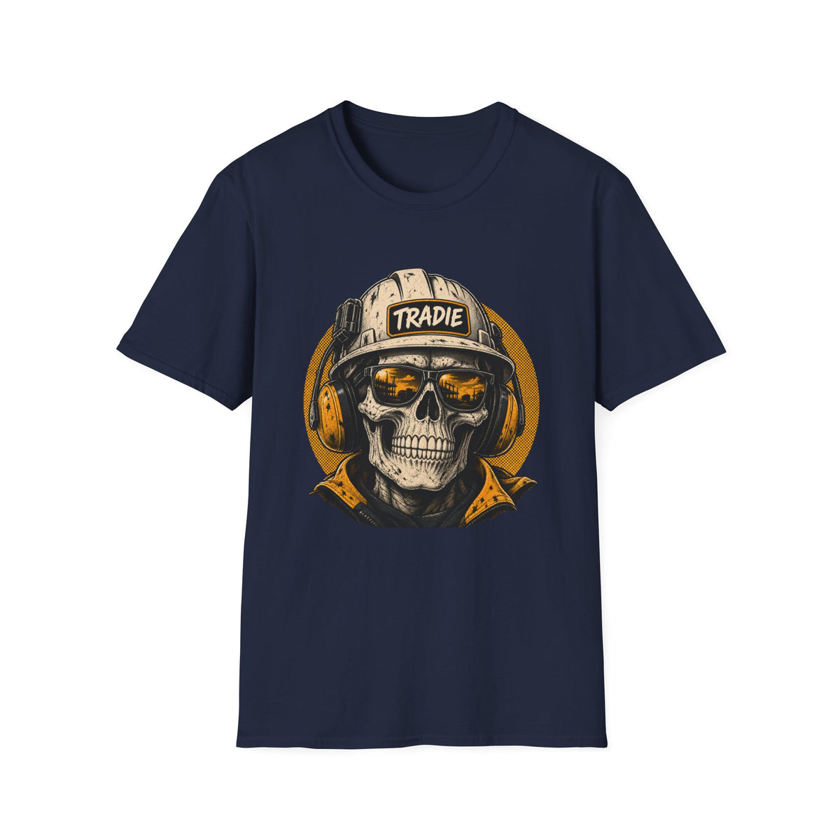Skull Tradie Tee — Construction Worker Helmet Graphic T-Shirt