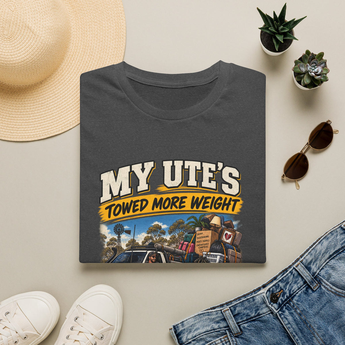 Ute T-Shirt – "My Ute's Towed More Weight Than My Ex's Emotional Baggage" Truck Graphic Tee