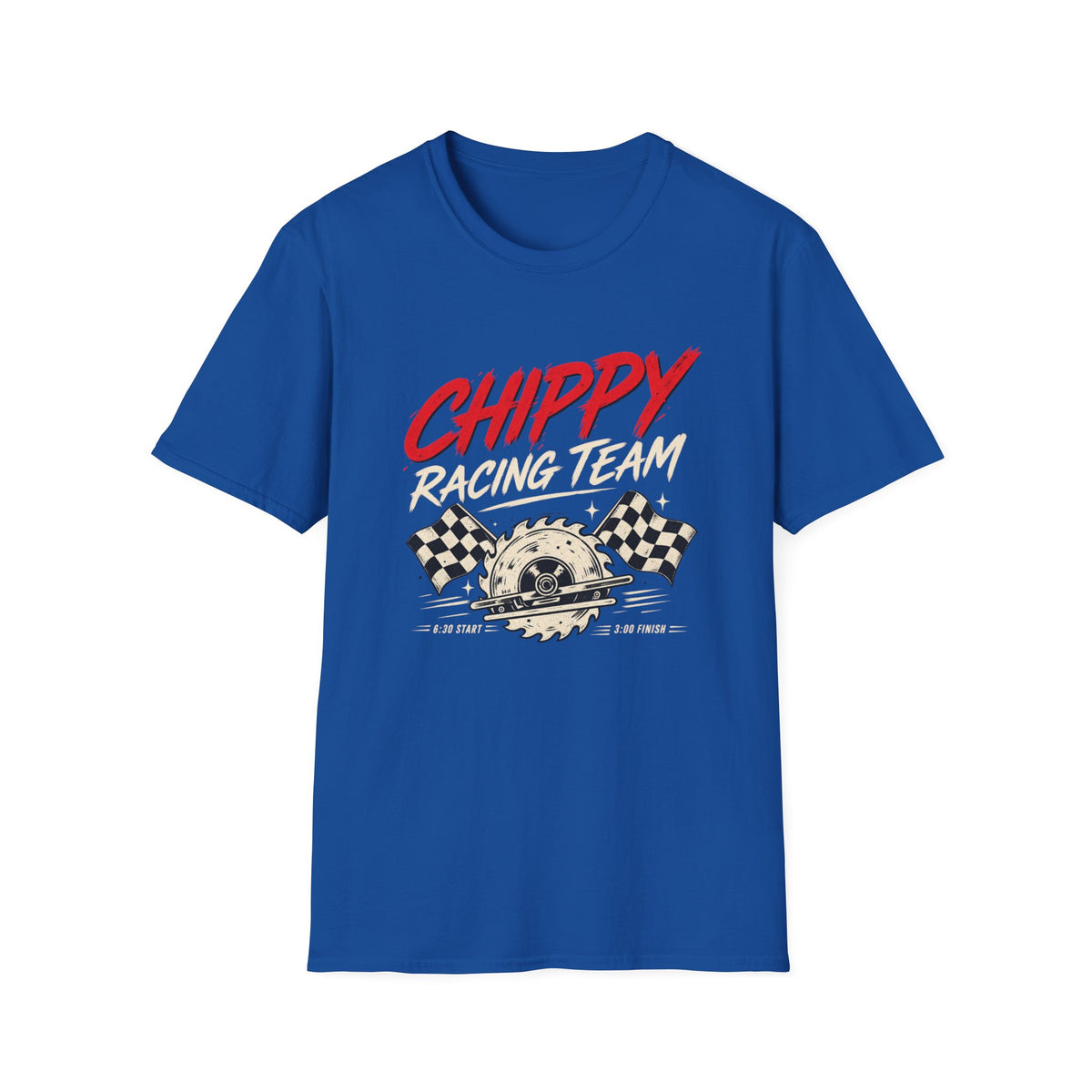 Racing T-Shirt — "Chippy Racing Team" Vintage Checkered Flag Tee