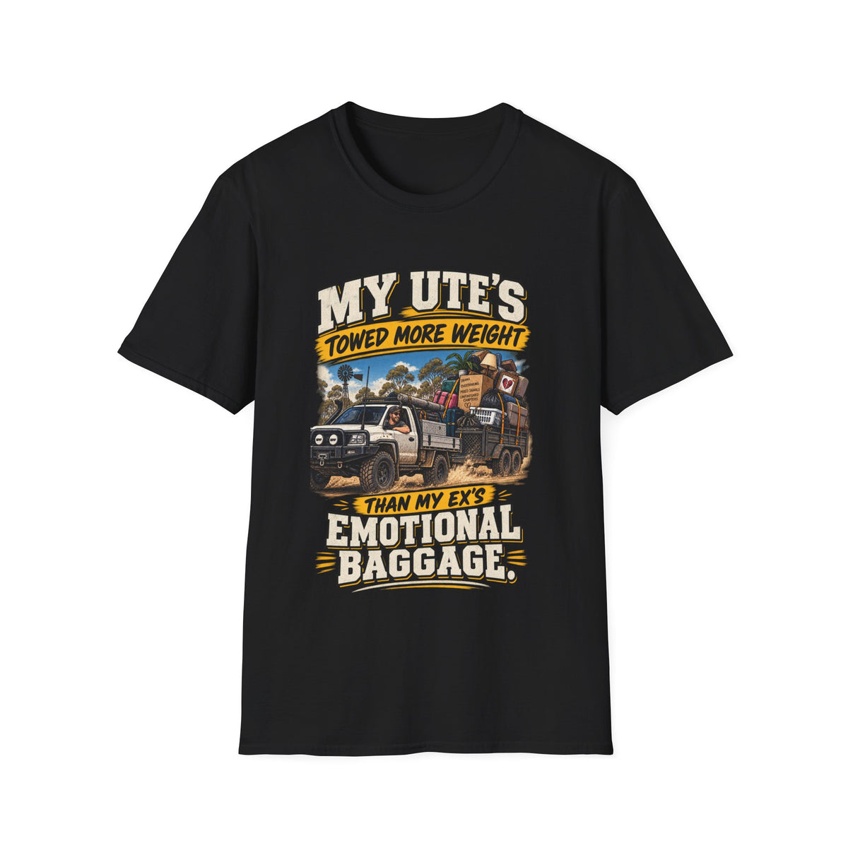 Ute T-Shirt – "My Ute's Towed More Weight Than My Ex's Emotional Baggage" Truck Graphic Tee