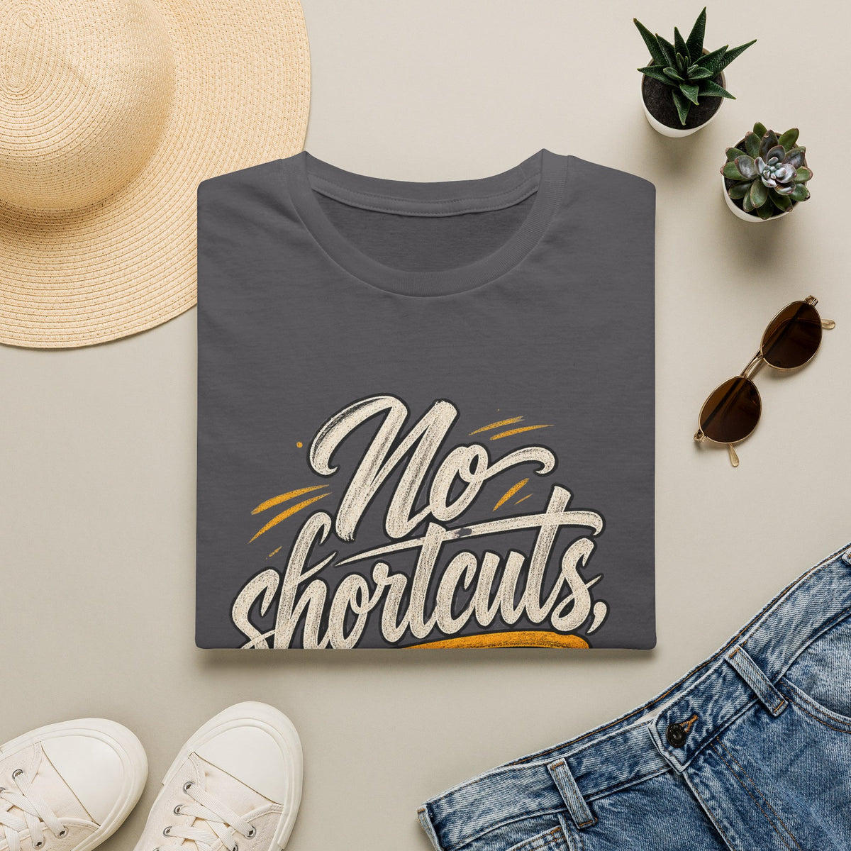 No Shortcuts No Excuses T-Shirt — Motivational Graphic Tee for Fitness & Hustle