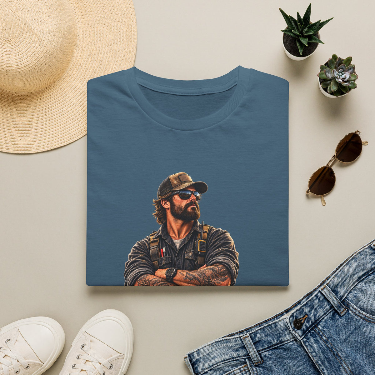 Men's Mechanic Workwear T-Shirt — Vintage Handsome Tradesman Graphic Tee