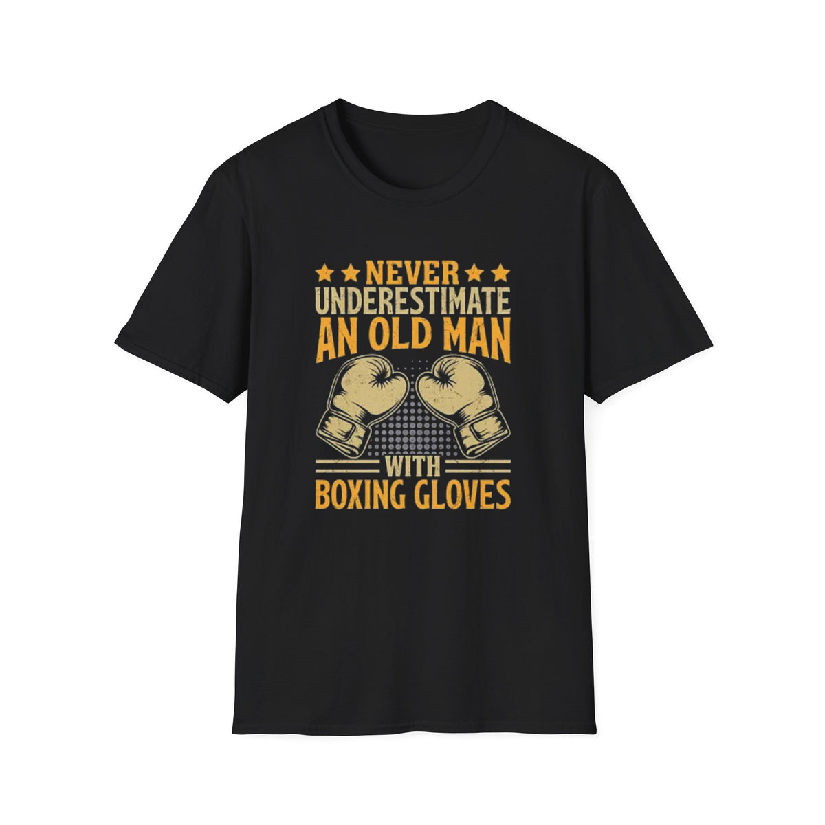 Boxing T-Shirt — "Never Underestimate an Old Man with Boxing Gloves" Vintage Boxing Tee