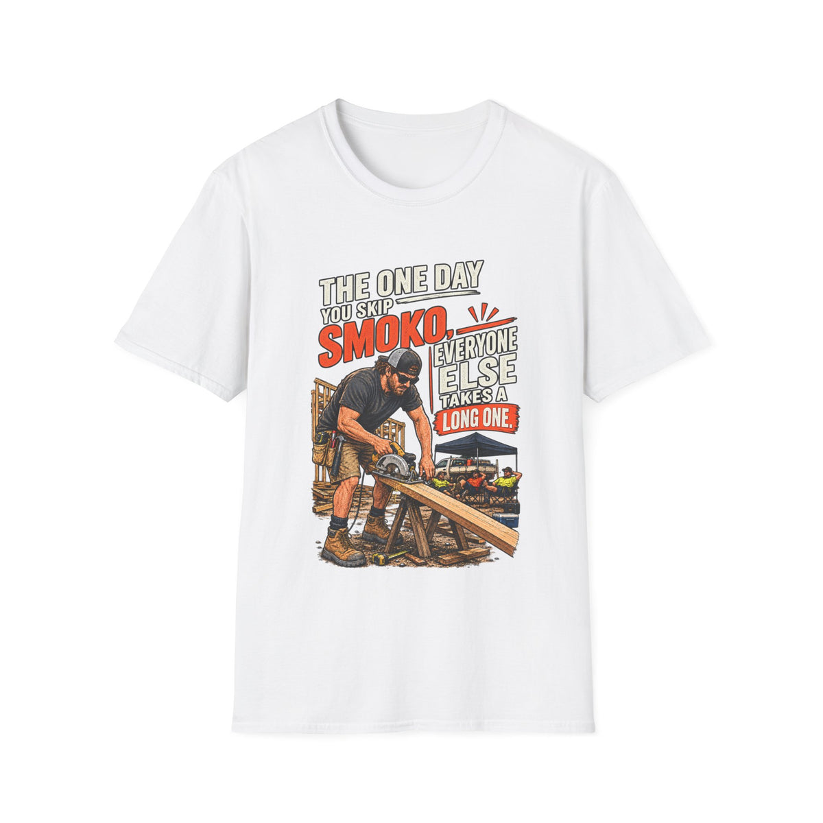 Smoking BBQ T‑Shirt — “The One Day You Skip Smoko…” Grill Cook Tee