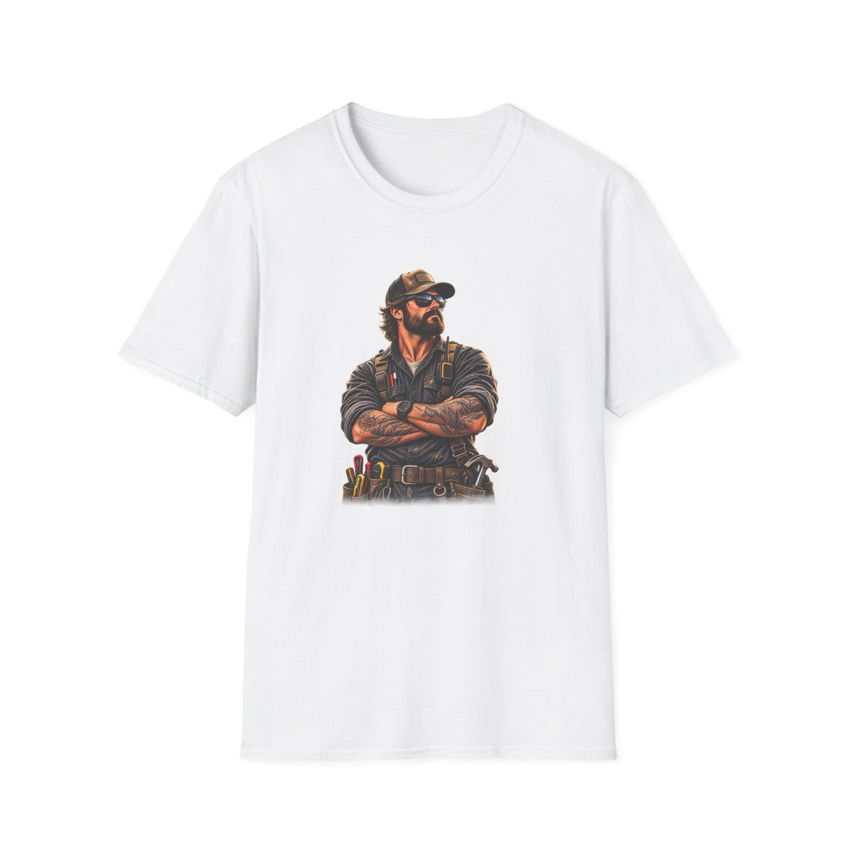 Men's Mechanic Workwear T-Shirt — Vintage Handsome Tradesman Graphic Tee