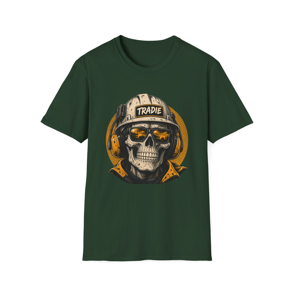 Skull Tradie Tee — Construction Worker Helmet Graphic T-Shirt