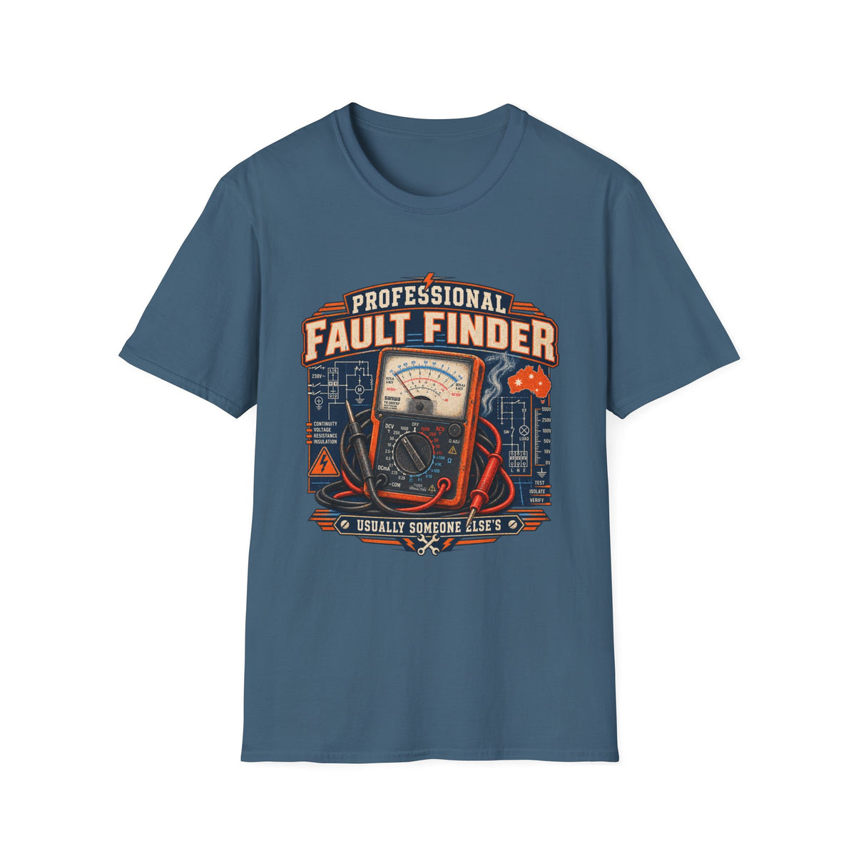 Fault Finder T-Shirt — Professional Electrician Multimeter Vintage Graphic Tee