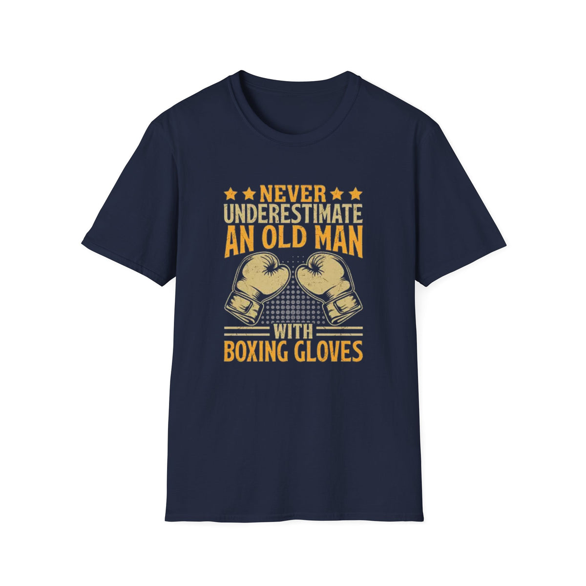 Boxing T-Shirt — "Never Underestimate an Old Man with Boxing Gloves" Vintage Boxing Tee