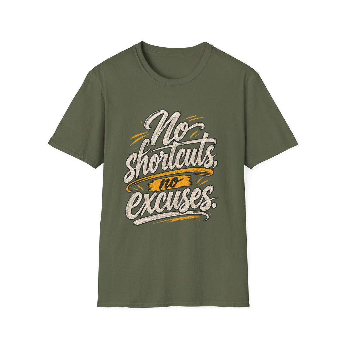 No Shortcuts No Excuses T-Shirt — Motivational Graphic Tee for Fitness & Hustle