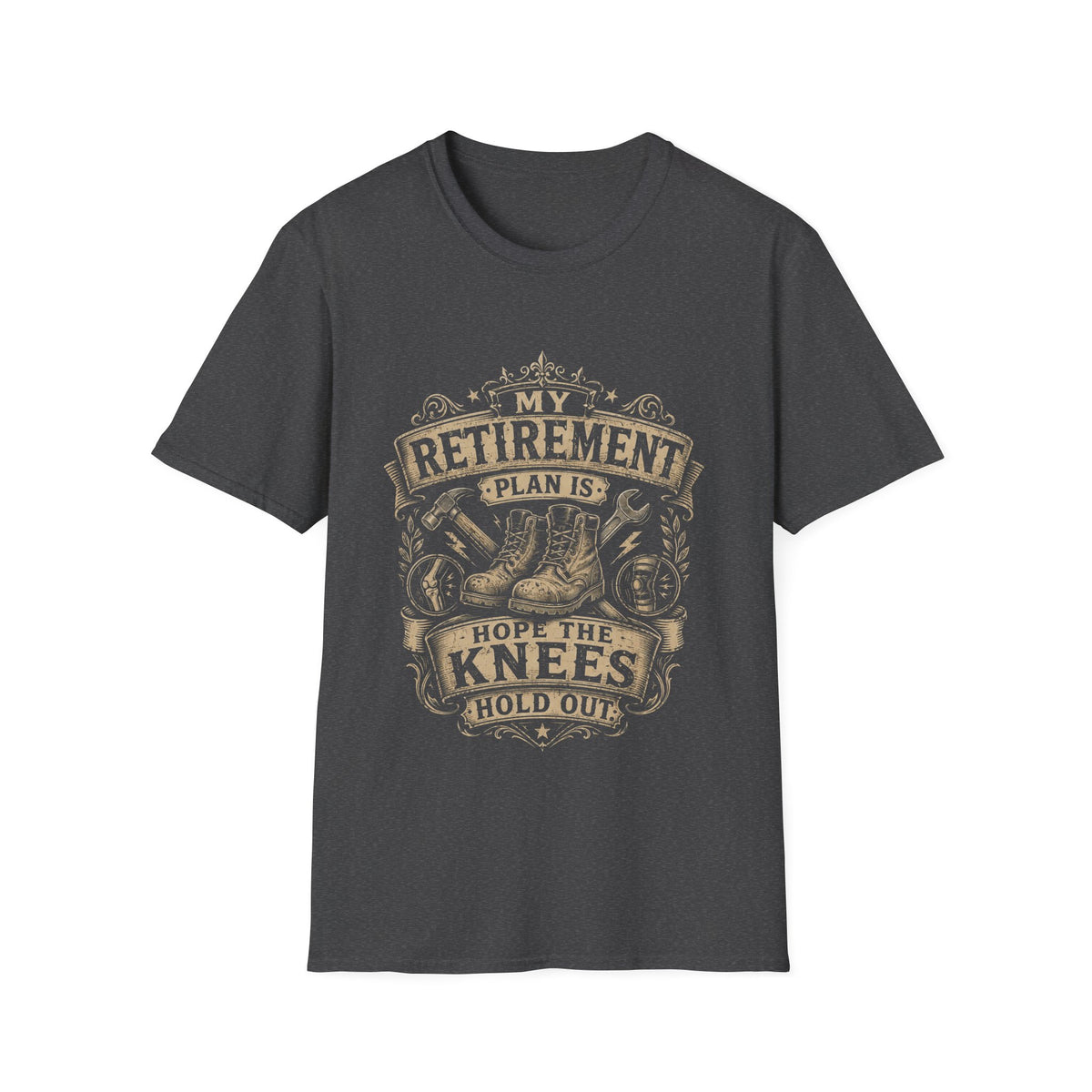 Retirement Boots T‑Shirt — “My Retirement Plan Is I Hope The Knees Hold Out” Humorous Gift