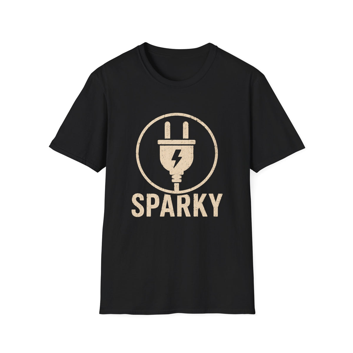 Sparky Electrician T-Shirt — Retro Plug Logo Tee for Electricians & Tech Fans