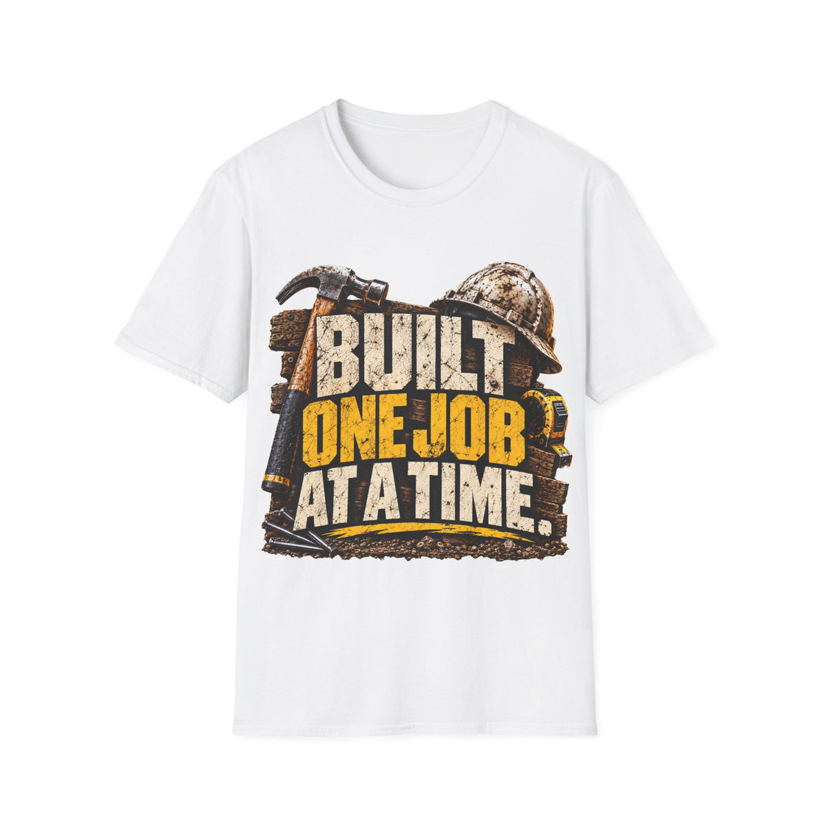 Construction Worker T-Shirt — "Built One Job at a Time" Tee