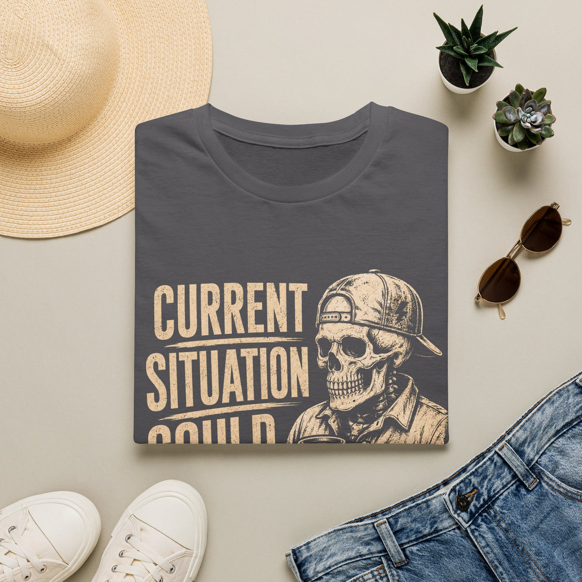 Current Situation Could Be Better Skull T-Shirt