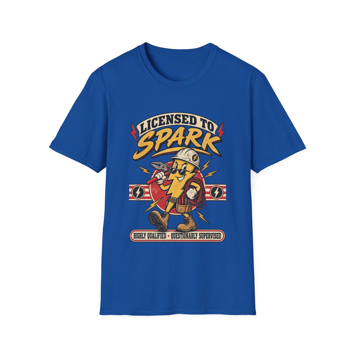 Licensed to Spark T-Shirt — Electrician Retro Cartoon Tee