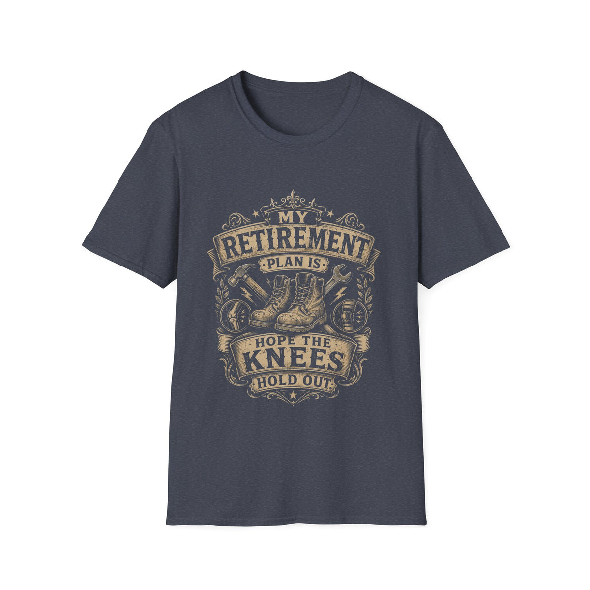 Retirement Boots T‑Shirt — “My Retirement Plan Is I Hope The Knees Hold Out” Humorous Gift