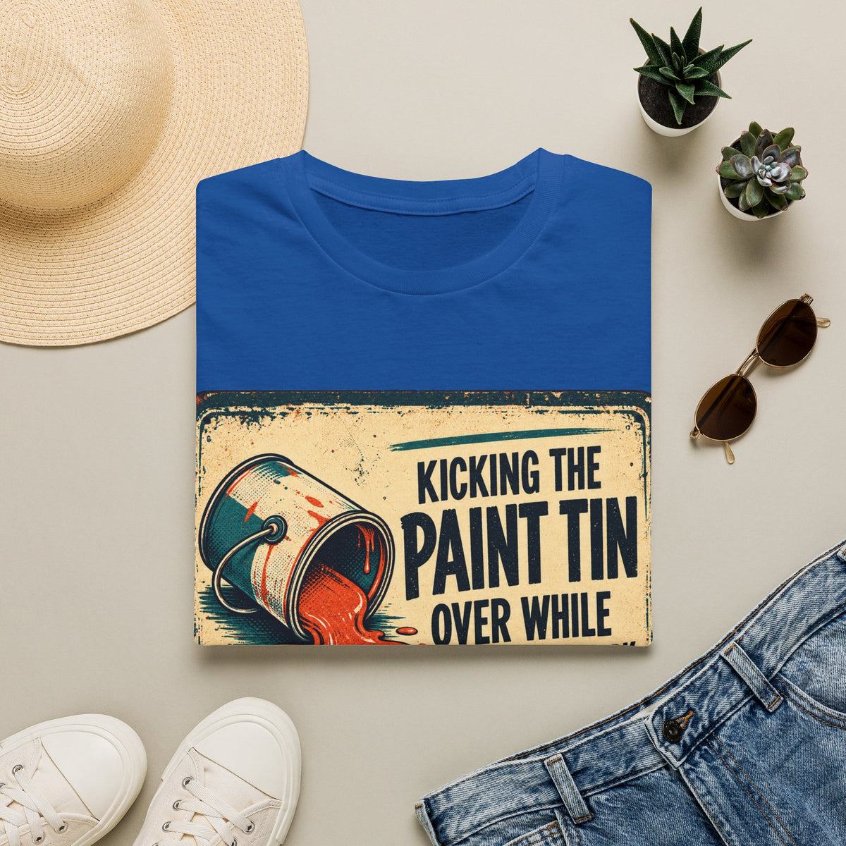 T-Shirt — Kicking the Paint Tin Over While Avoiding Your Wife (Funny Retro Painter Tee)