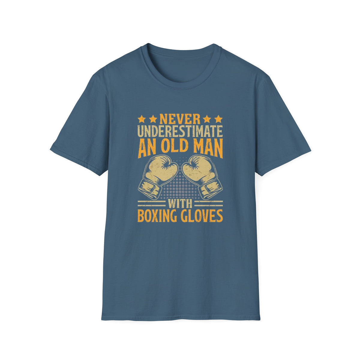 Boxing T-Shirt — "Never Underestimate an Old Man with Boxing Gloves" Vintage Boxing Tee