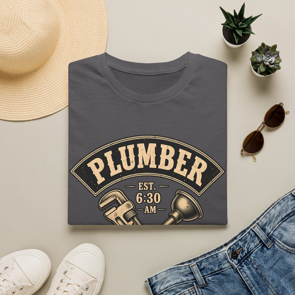 Plumber Social Club T-Shirt — Vintage Plumber Graphic Tee (Est. 6:30 AM)