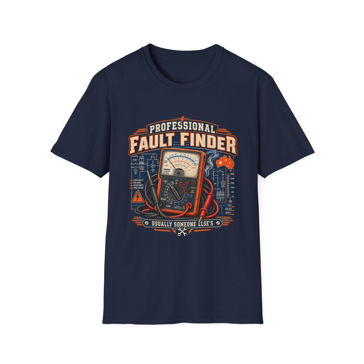 Fault Finder T-Shirt — Professional Electrician Multimeter Vintage Graphic Tee