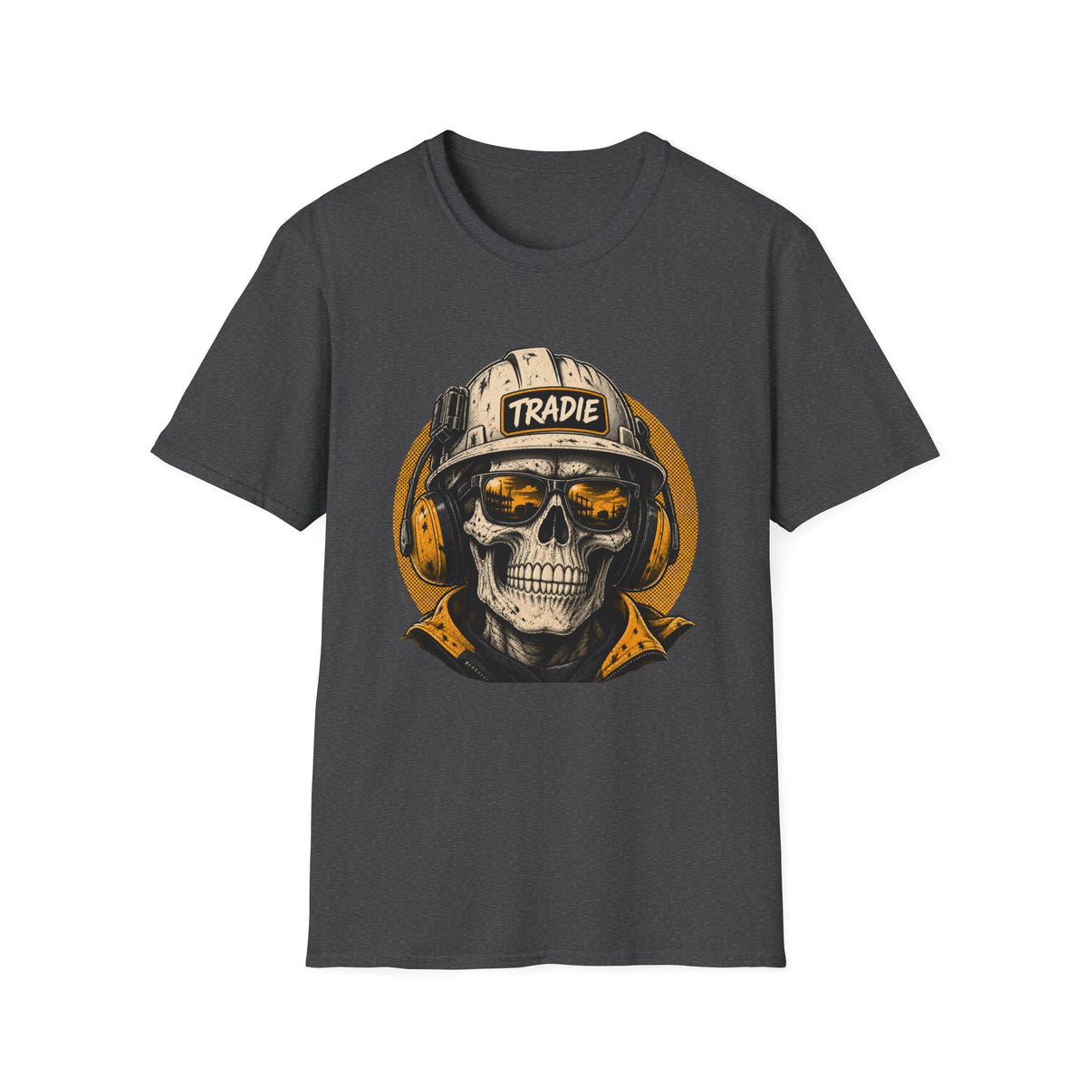 Skull Tradie Tee — Construction Worker Helmet Graphic T-Shirt