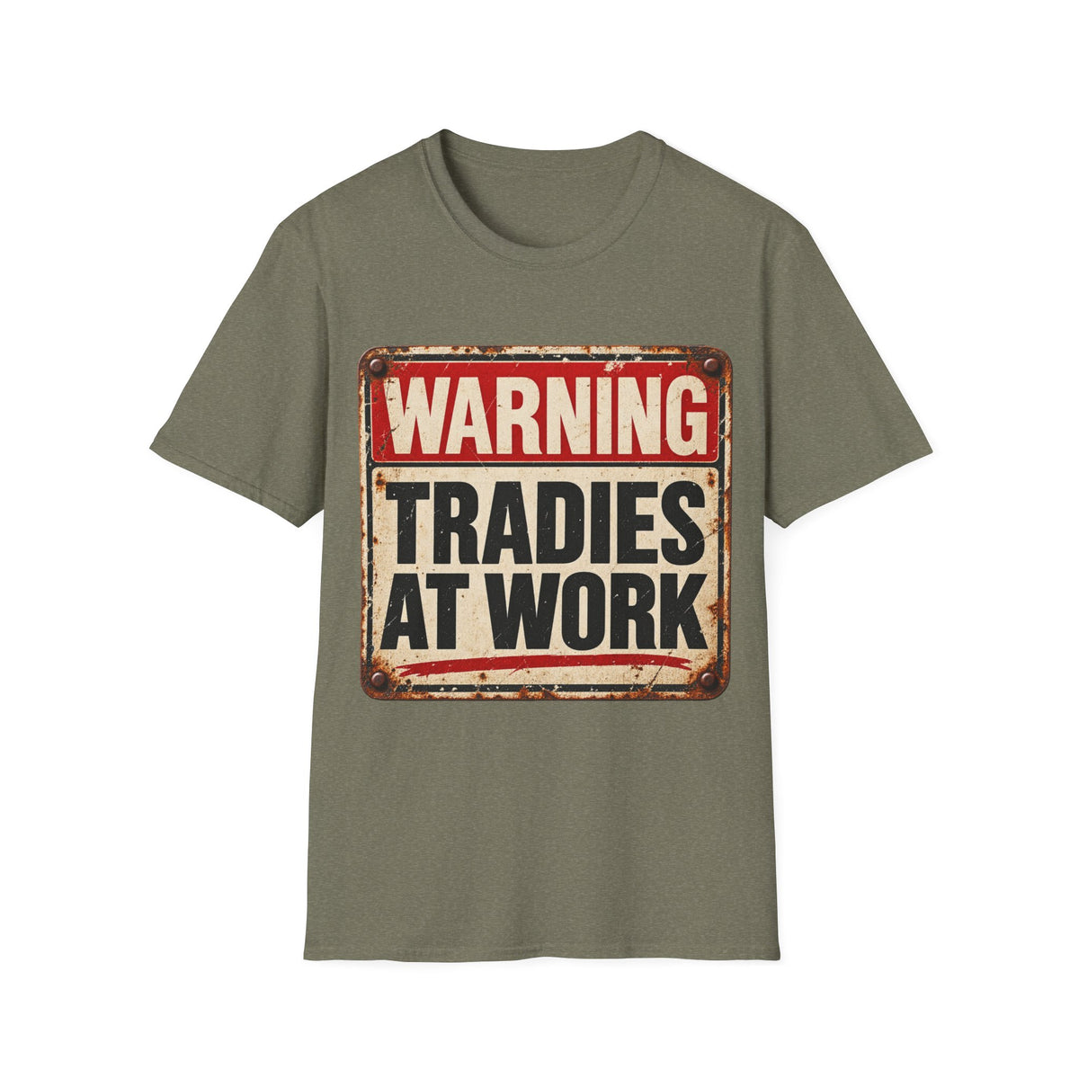 Warning Tradies At Work T-Shirt — Vintage Tradesman Workwear Tee