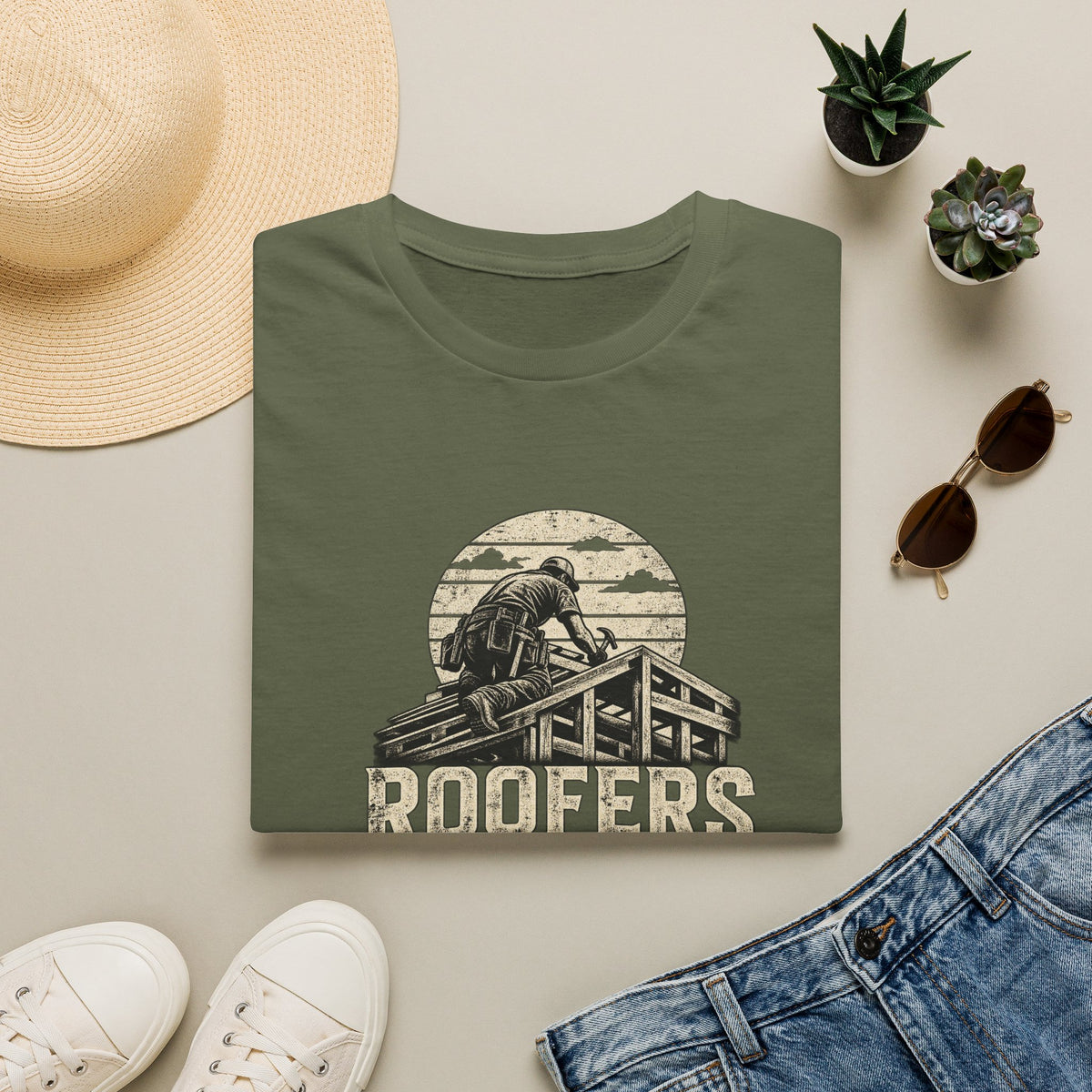 Roofers T-Shirt — Retro "Roofers Top of the Food Chain" Workwear Tee
