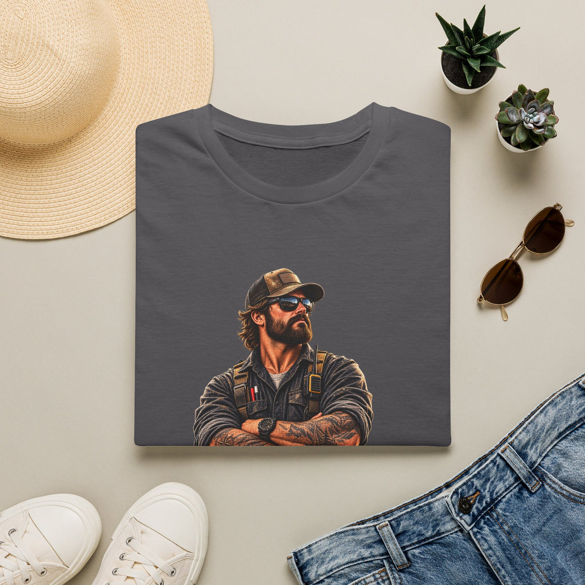 Men's Mechanic Workwear T-Shirt — Vintage Handsome Tradesman Graphic Tee