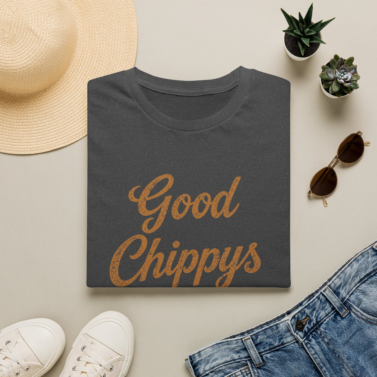 Good Chippys Aren't Cheap T-Shirt — Funny Vintage Script Tee