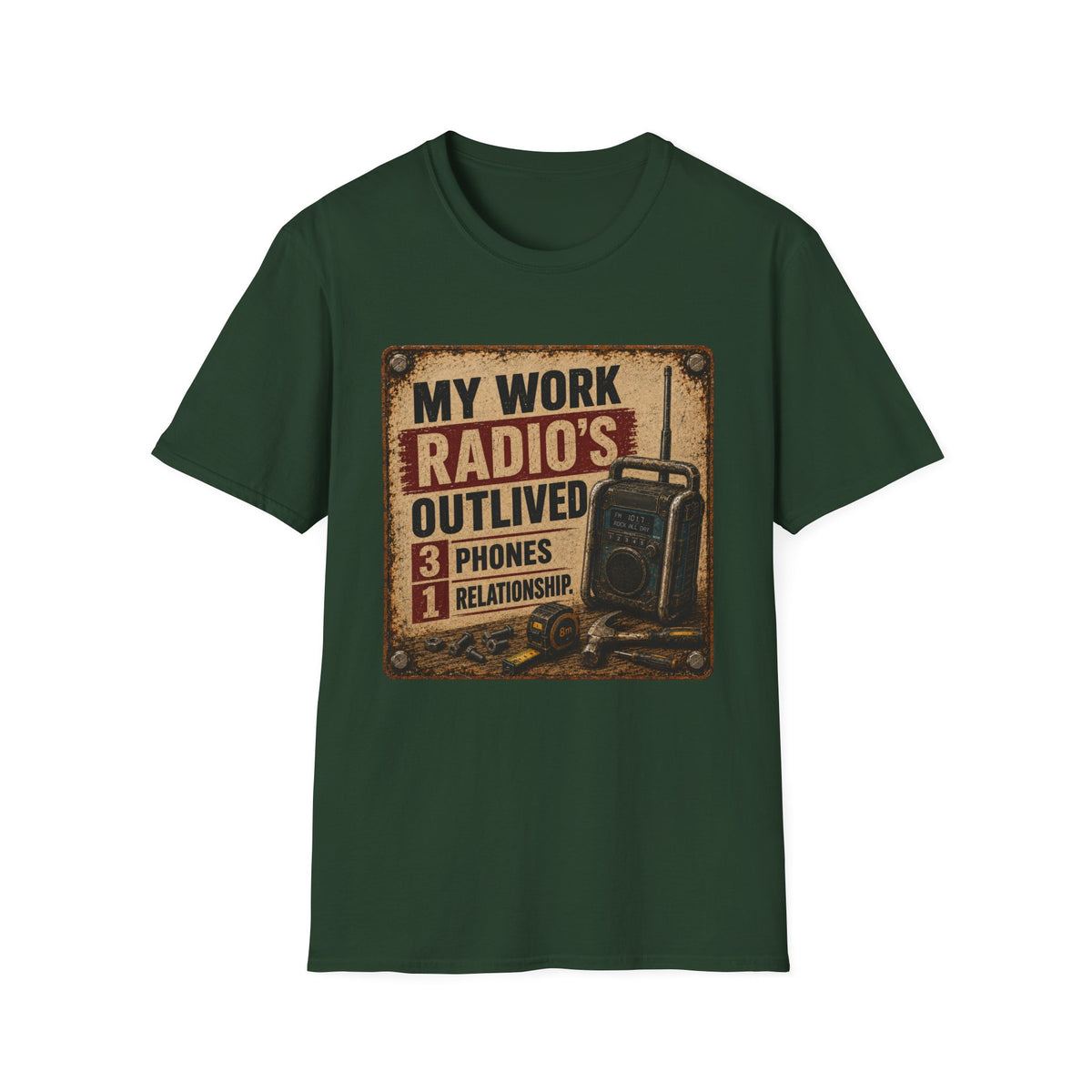 Radio Technician T-Shirt — "My Work Radio's Outlived 3 Phones 1 Relationship" Vintage Walkie Talkie Tee