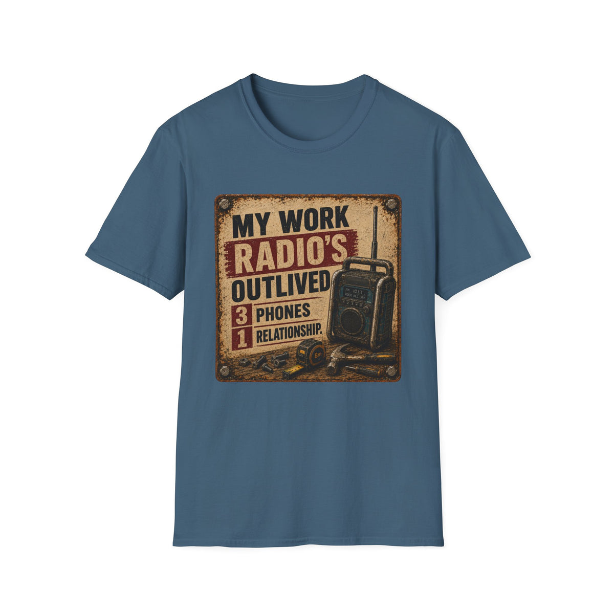 Radio Technician T-Shirt — "My Work Radio's Outlived 3 Phones 1 Relationship" Vintage Walkie Talkie Tee