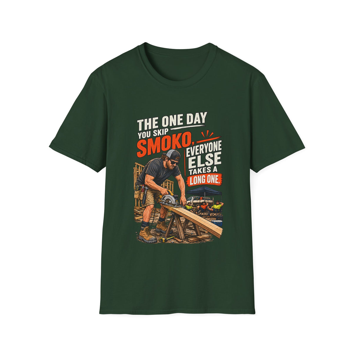 Smoking BBQ T‑Shirt — “The One Day You Skip Smoko…” Grill Cook Tee