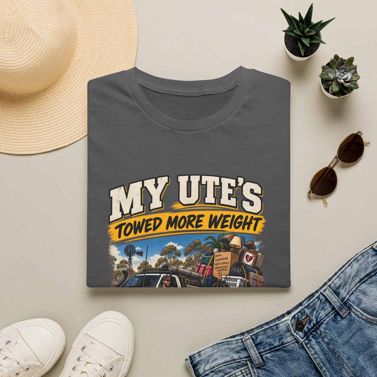 Ute T-Shirt – "My Ute's Towed More Weight Than My Ex's Emotional Baggage" Truck Graphic Tee