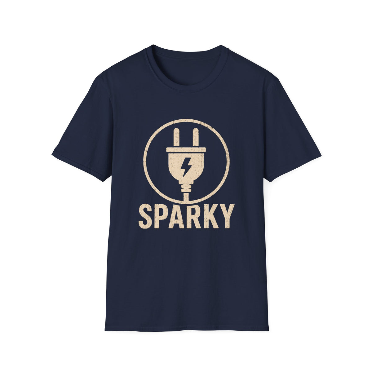 Sparky Electrician T-Shirt — Retro Plug Logo Tee for Electricians & Tech Fans