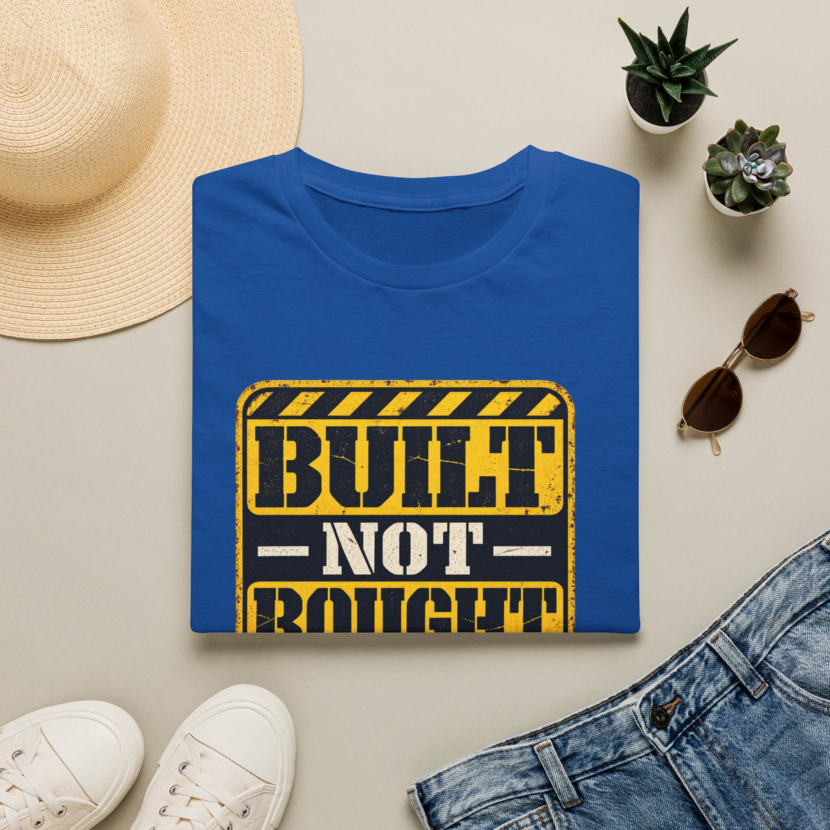 Built Not Bought T‑Shirt — Vintage Construction & Motorcycle Pride Tee