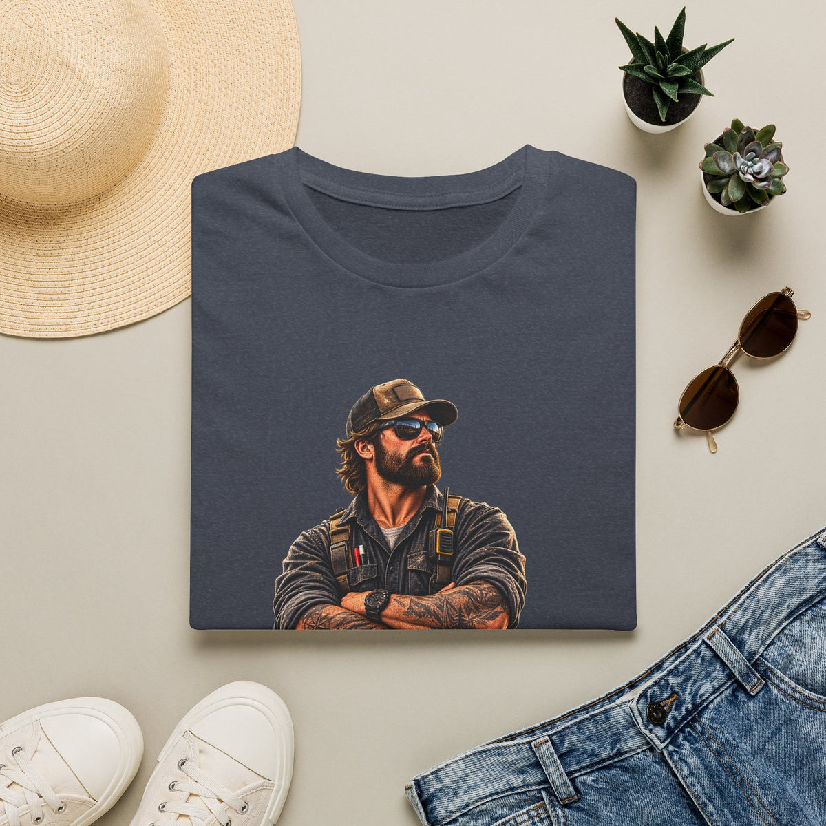 Men's Mechanic Workwear T-Shirt — Vintage Handsome Tradesman Graphic Tee