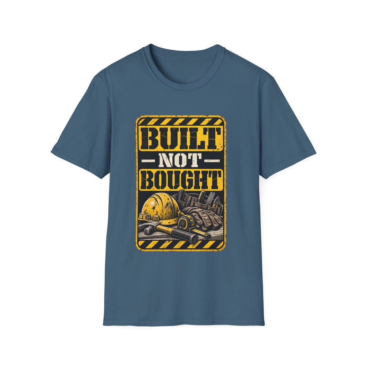 Built Not Bought T‑Shirt — Vintage Construction & Motorcycle Pride Tee
