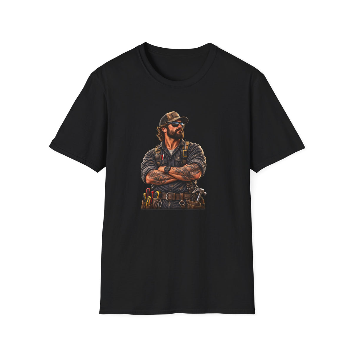 Men's Mechanic Workwear T-Shirt — Vintage Handsome Tradesman Graphic Tee
