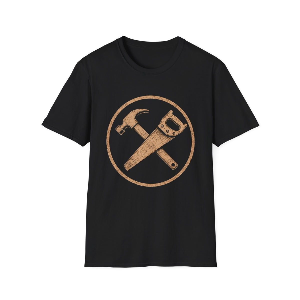 Hammer & Saw Carpenter T-Shirt — Vintage Woodworker Crew Tee