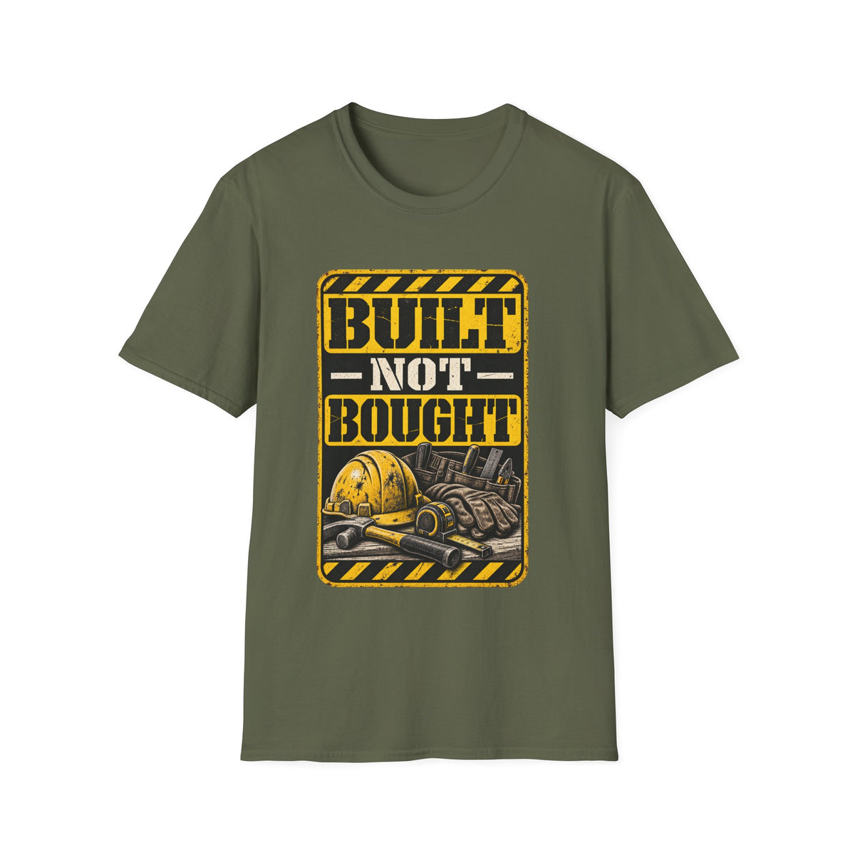 Built Not Bought T‑Shirt — Vintage Construction & Motorcycle Pride Tee