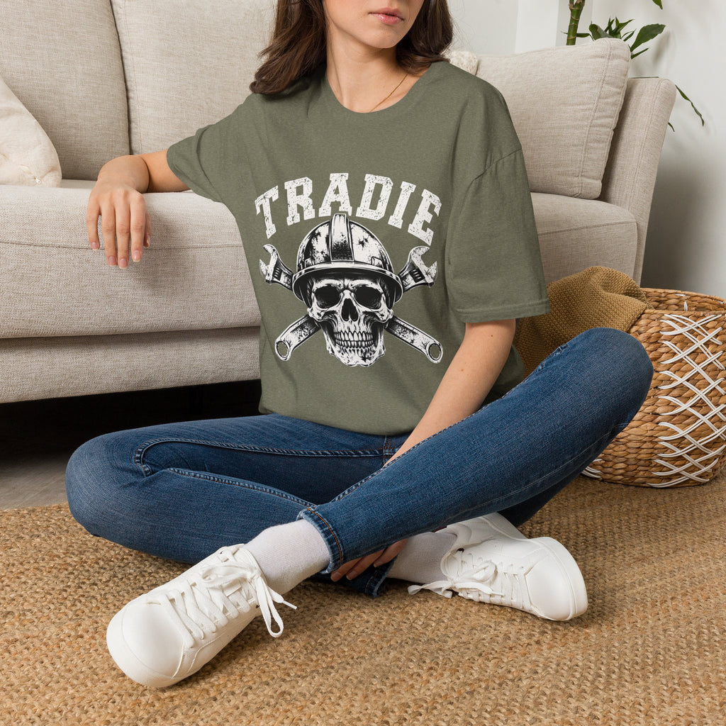 Tradie Skull Helmet Tee — Tradesman Tool Worker T‑Shirt