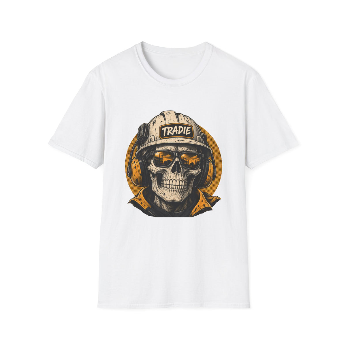 Skull Tradie Tee — Construction Worker Helmet Graphic T-Shirt