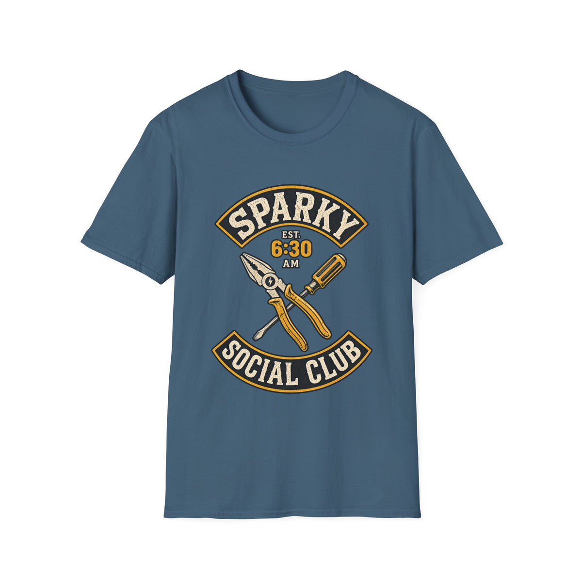 Sparky Social Club T-Shirt – 6:30 AM Electrician Tools Graphic Tee