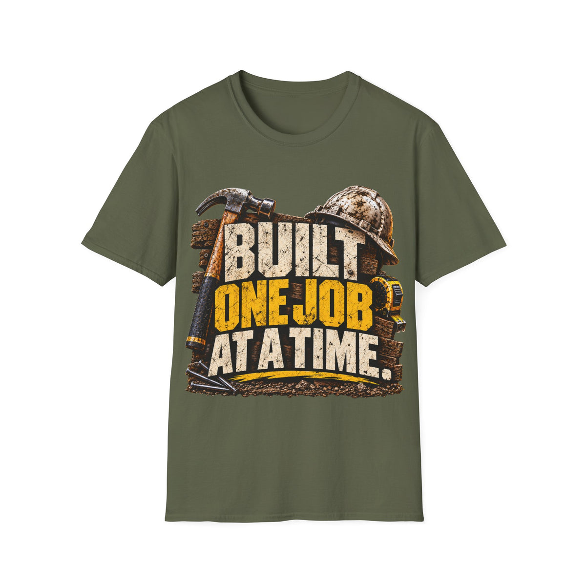 Construction Worker T-Shirt — "Built One Job at a Time" Tee