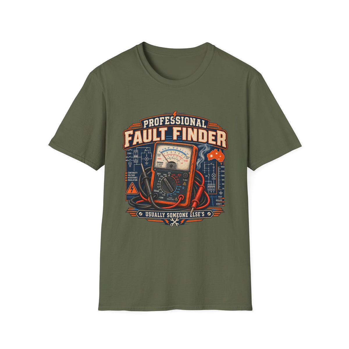 Fault Finder T-Shirt — Professional Electrician Multimeter Vintage Graphic Tee