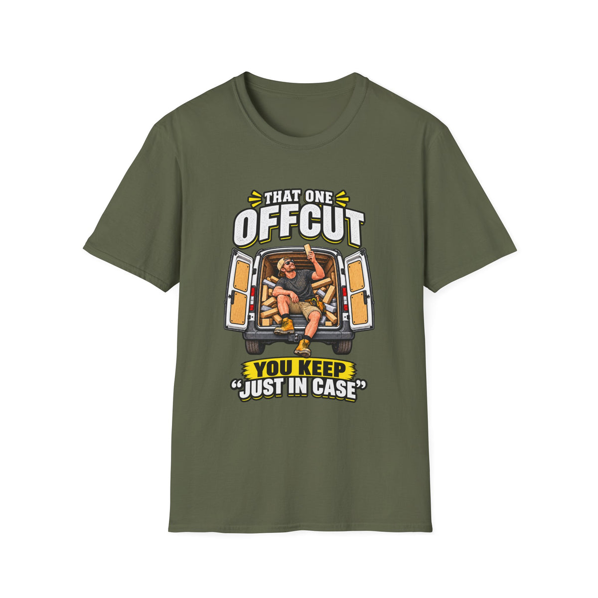 That One Offcut T‑Shirt – "You Keep Just In Case" Funny Carpenter / Woodworker Tee