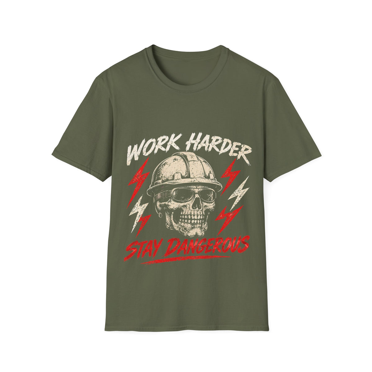 Work Harder Skull Tee — 'Work Harder Stay Dangerous' Graphic T-Shirt for Workers & Mechanics
