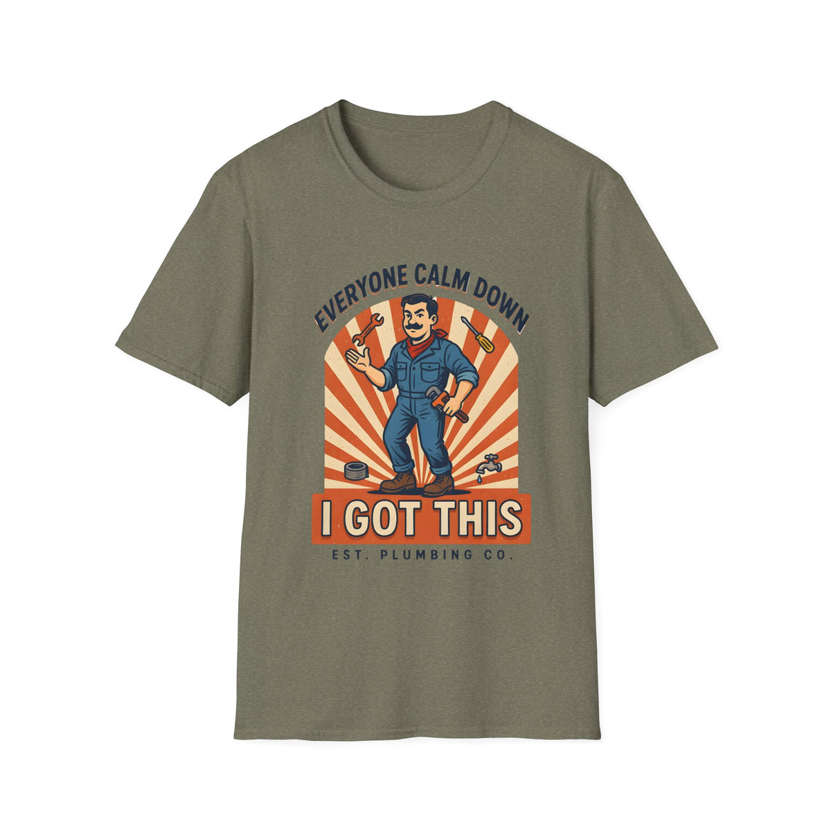 Plumber T-Shirt — "Everyone Calm Down I Got This" Retro Plumbing Tee